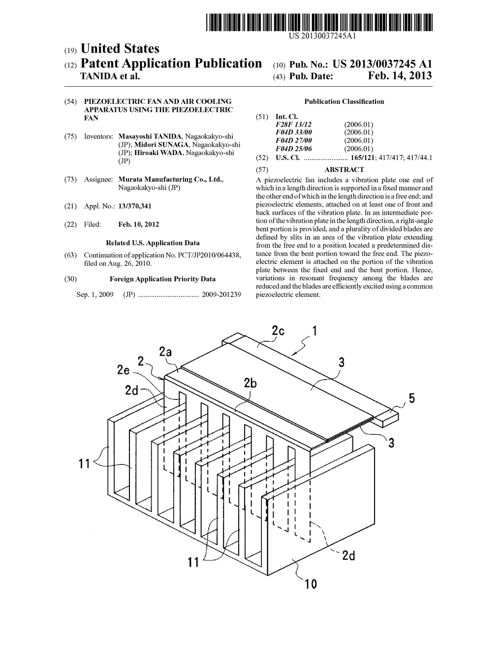 PIEZOELECTRIC FAN AND AIR COOLING APPARATUS USING THE PIEZOELECTRIC FAN - diagram, schematic, and image 01