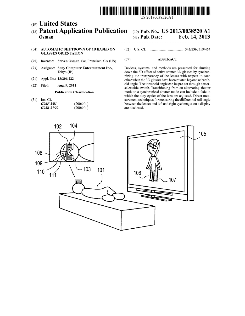 AUTOMATIC SHUTDOWN OF 3D BASED ON GLASSES ORIENTATION - diagram, schematic, and image 01