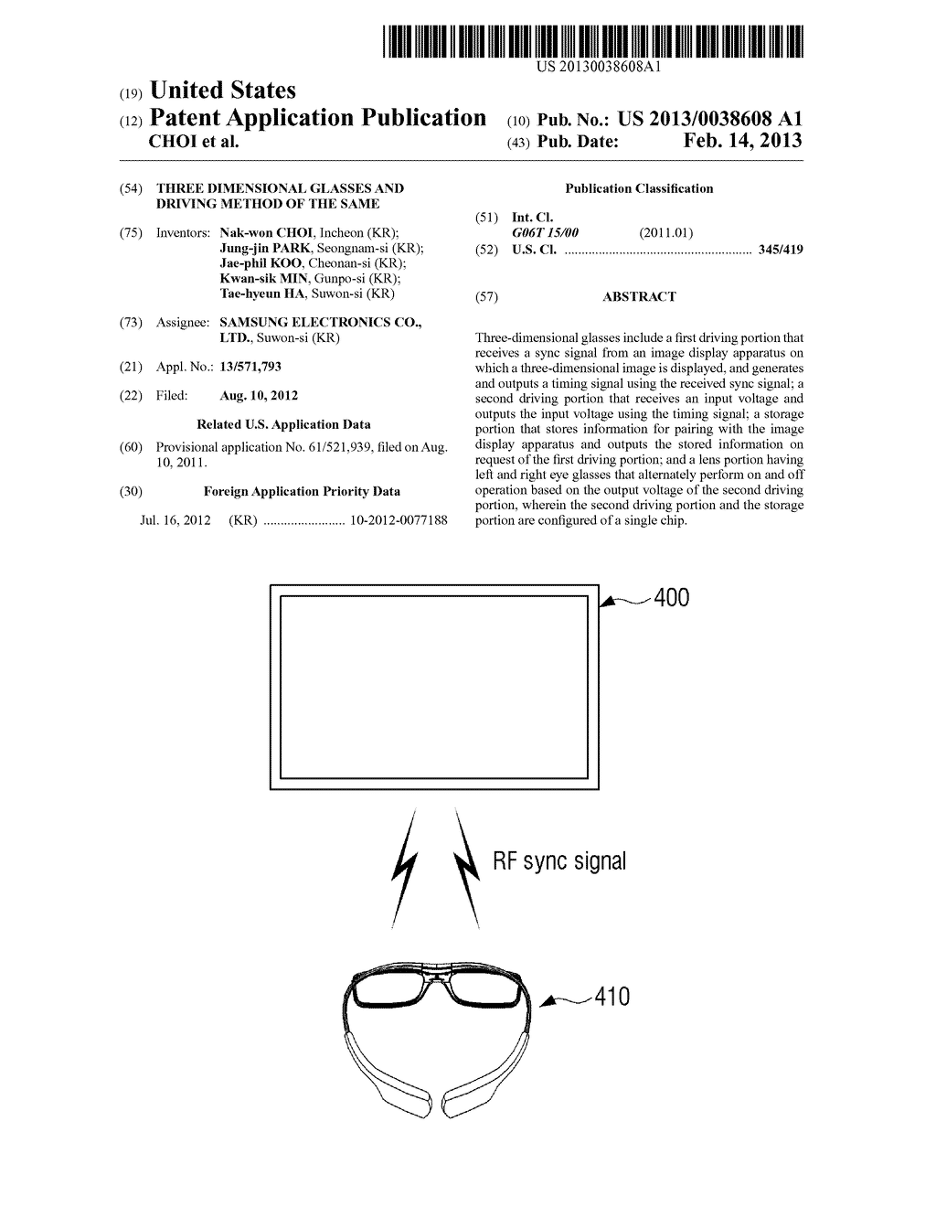 THREE DIMENSIONAL GLASSES AND DRIVING METHOD OF THE SAME - diagram, schematic, and image 01