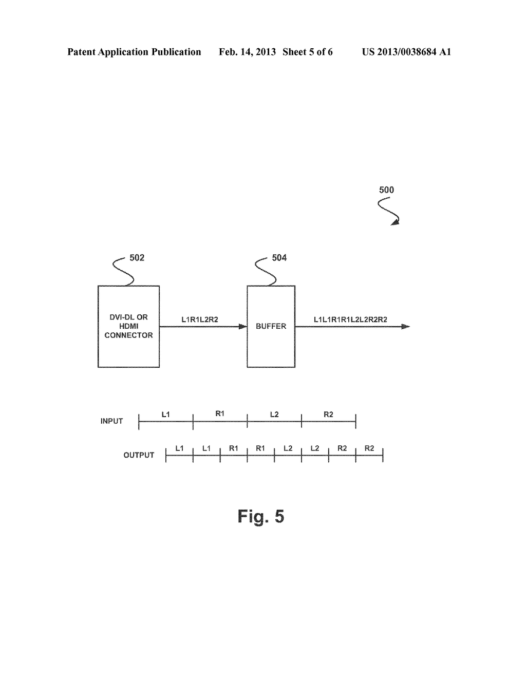 SYSTEM, METHOD, AND COMPUTER PROGRAM PRODUCT FOR RECEIVING STEREOSCOPIC     DISPLAY CONTENT AT ONE FREQUENCY AND OUTPUTTING THE STEREOSCOPIC DISPLAY     CONTENT AT ANOTHER FREQUENCY - diagram, schematic, and image 06