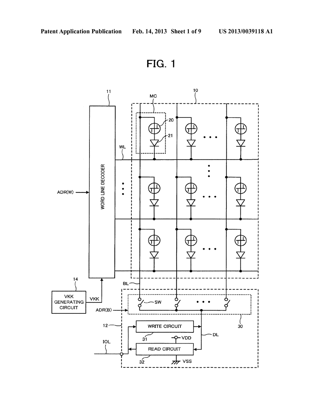 SEMICONDUCTOR MEMORY DEVICE HAVING DIODE CELL STRUCTURE - diagram, schematic, and image 02
