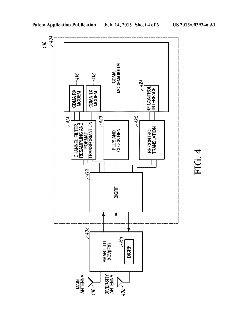 APPARATUS AND METHOD OF USING CDMA ARCHITECTURE FOR 3GPP2 COMPLIANT     TRANSCEIVERS - diagram, schematic, and image 05