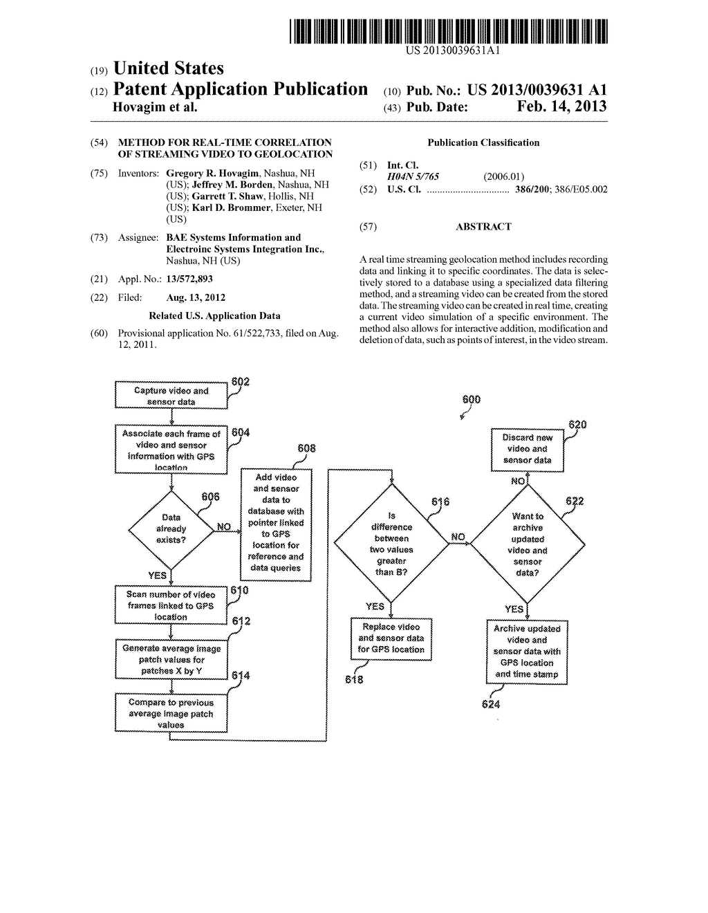 METHOD FOR REAL-TIME CORRELATION OF STREAMING VIDEO TO GEOLOCATION - diagram, schematic, and image 01