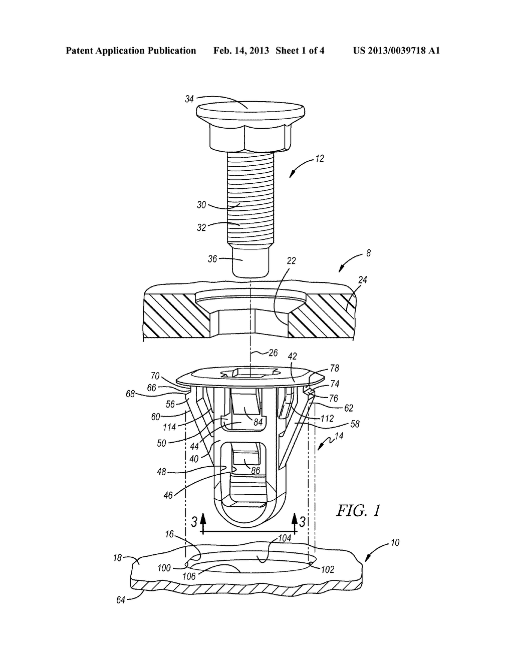 FASTENER ATTACHING A COMPONENT TO A PANEL - diagram, schematic, and image 02