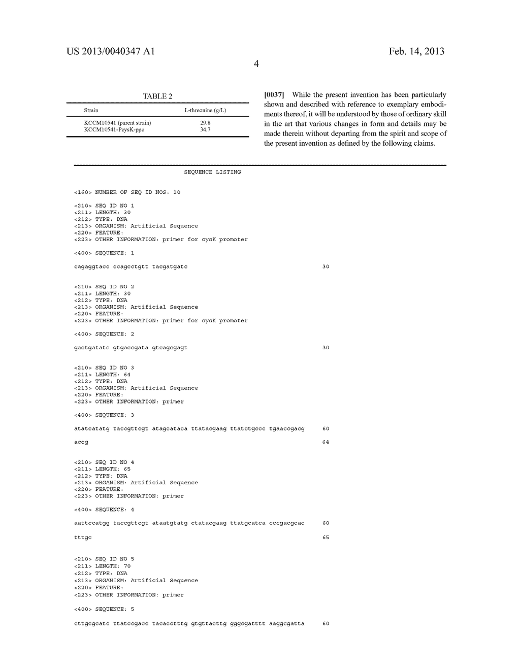 ESCHERICHIA COLI STRAIN WITH ENHANCED L-THREONINE PRODUCTIVITY AND METHOD     OF PRODUCING L-THREONINE USING THE SAME - diagram, schematic, and image 07