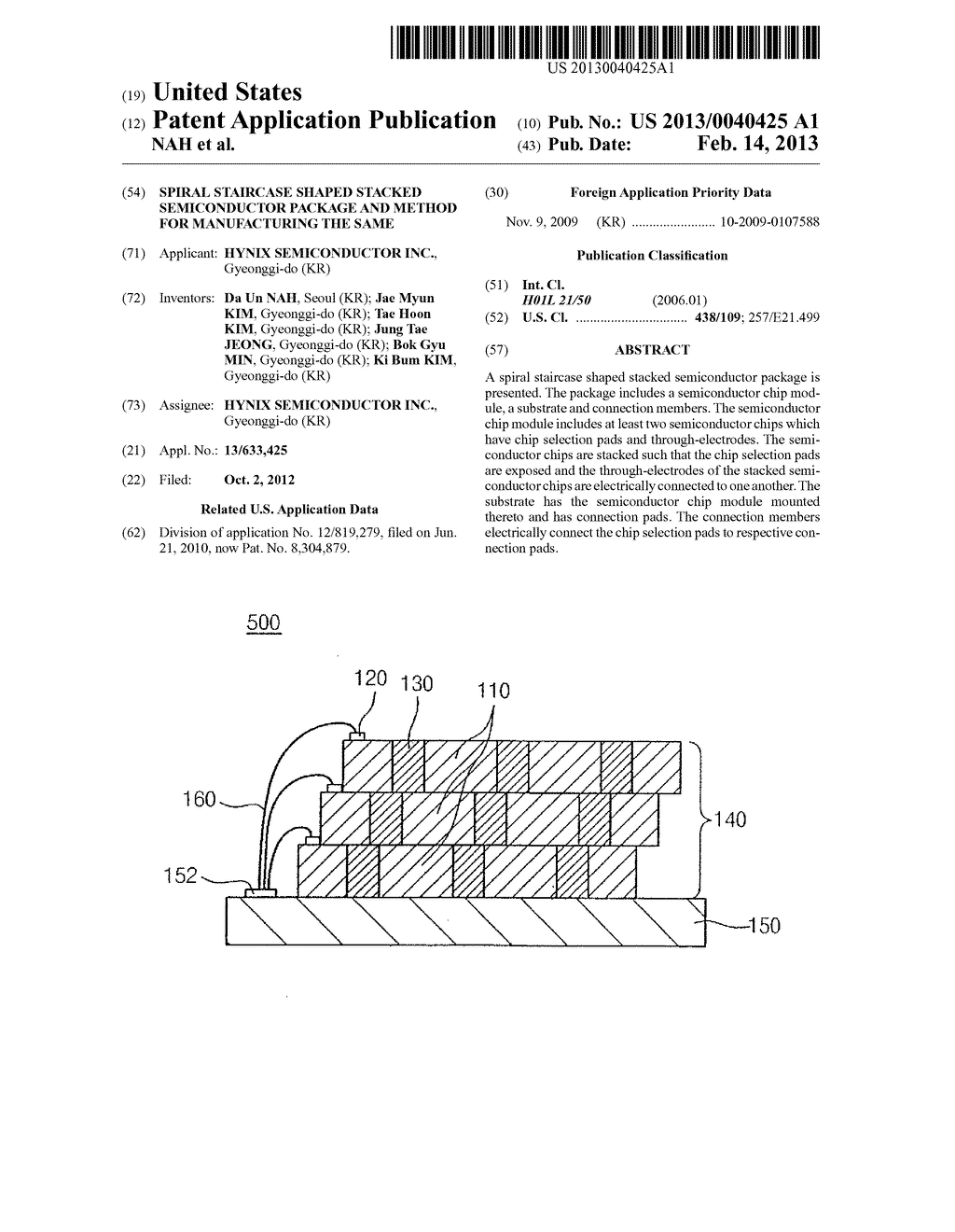 SPIRAL STAIRCASE SHAPED STACKED SEMICONDUCTOR PACKAGE AND METHOD FOR     MANUFACTURING THE SAME - diagram, schematic, and image 01