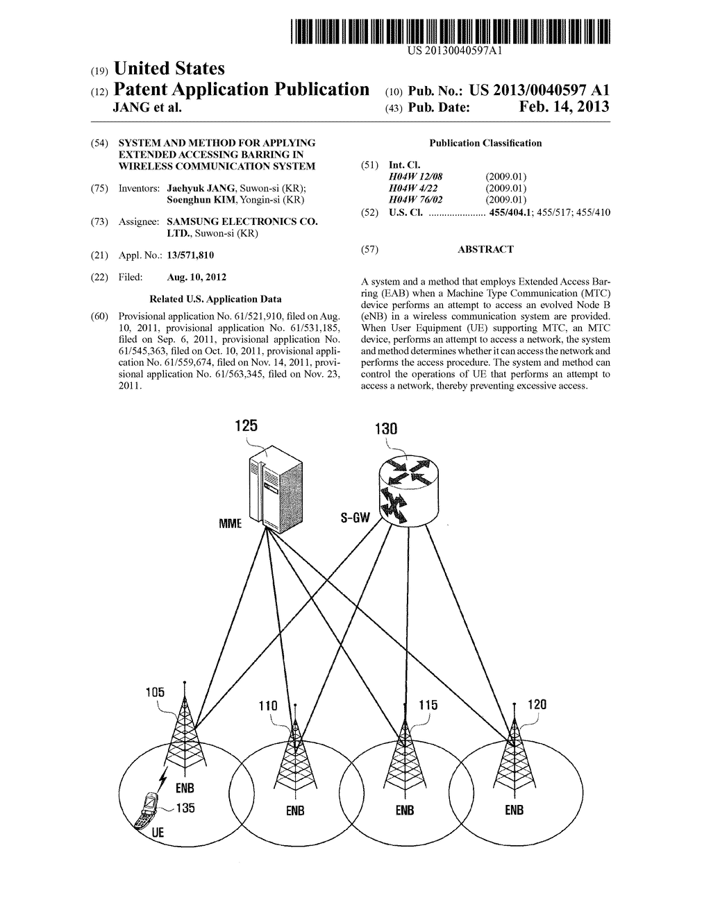 SYSTEM AND METHOD FOR APPLYING EXTENDED ACCESSING BARRING IN WIRELESS     COMMUNICATION SYSTEM - diagram, schematic, and image 01