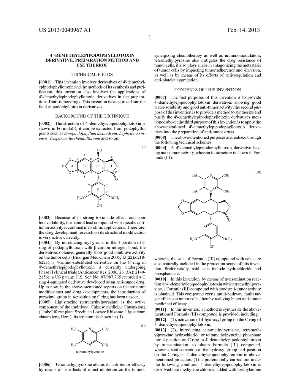 4'-DEMETHYLEPIPODOPHYLLOTOXIN  DERIVATIVE, PREPARATION METHOD AND USE     THEREOF - diagram, schematic, and image 07
