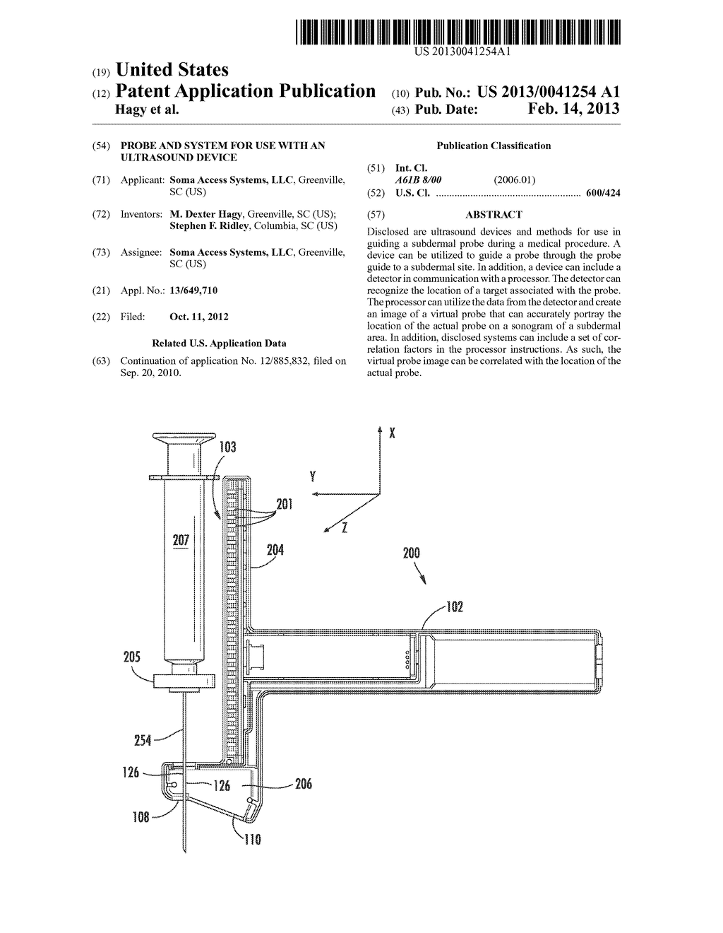 PROBE AND SYSTEM FOR USE WITH AN ULTRASOUND DEVICE - diagram, schematic, and image 01