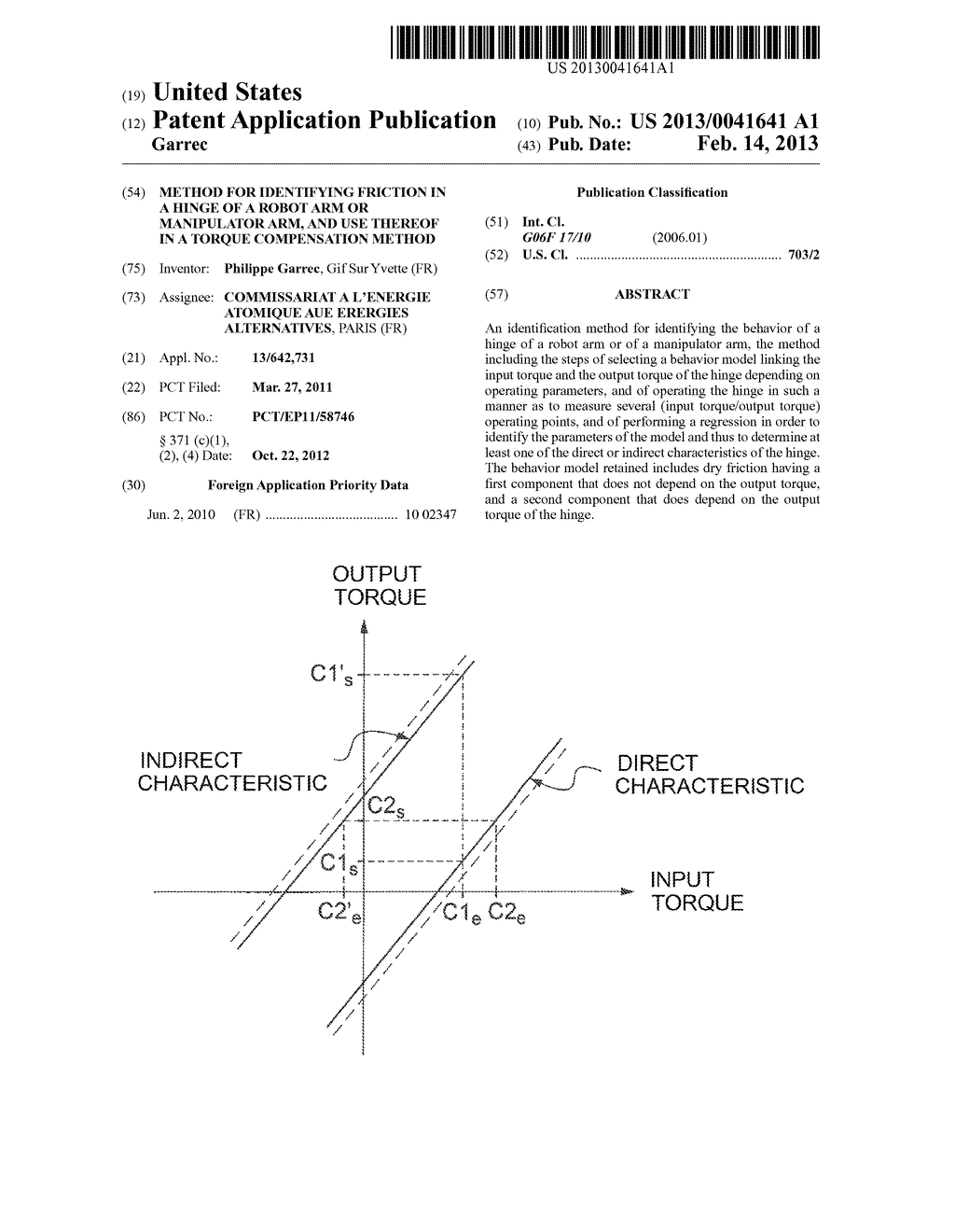 METHOD FOR IDENTIFYING FRICTION IN A HINGE OF A ROBOT ARM OR MANIPULATOR     ARM, AND USE THEREOF IN A TORQUE COMPENSATION METHOD - diagram, schematic, and image 01