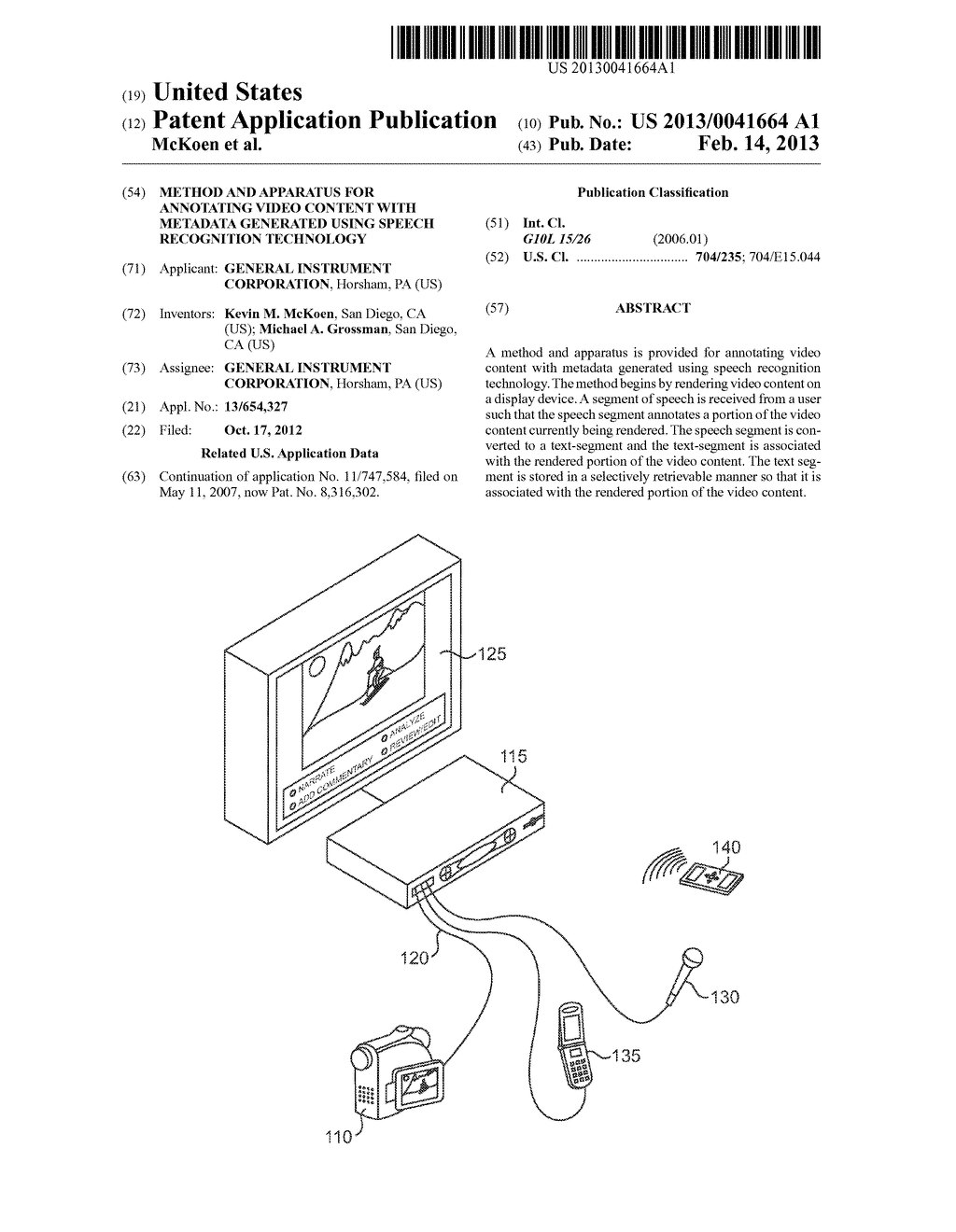 Method and Apparatus for Annotating Video Content With Metadata Generated     Using Speech Recognition Technology - diagram, schematic, and image 01