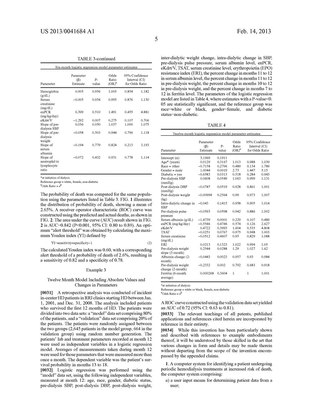 System And Method Of Identifying When A Patient Undergoing Hemodialysis Is     At Increased Risk Of Death By A Logistic Regression Model - diagram, schematic, and image 09