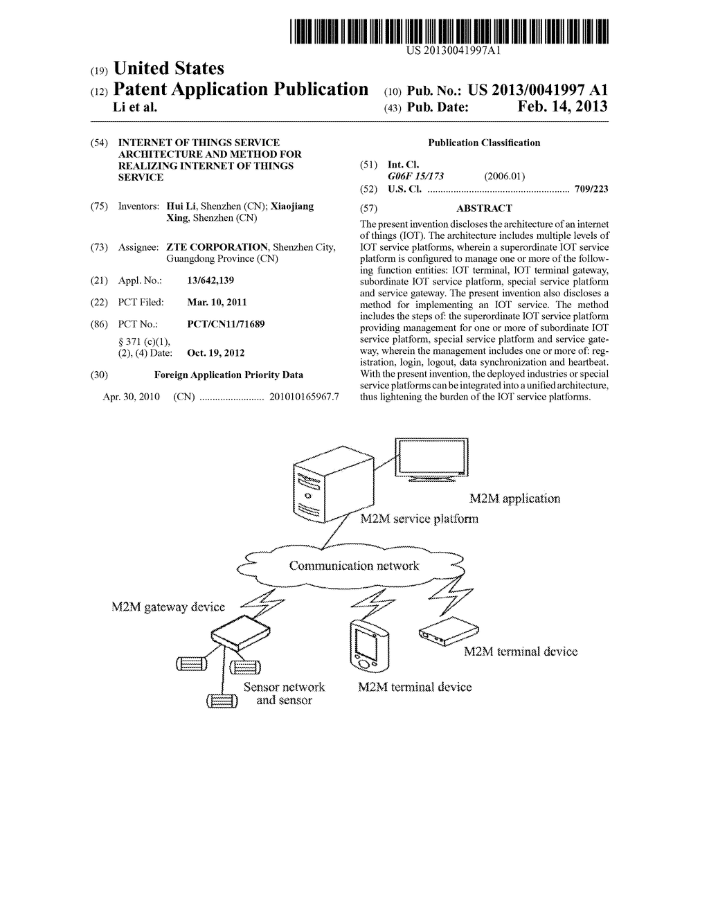 Internet of Things Service Architecture and Method for Realizing Internet     of Things Service - diagram, schematic, and image 01