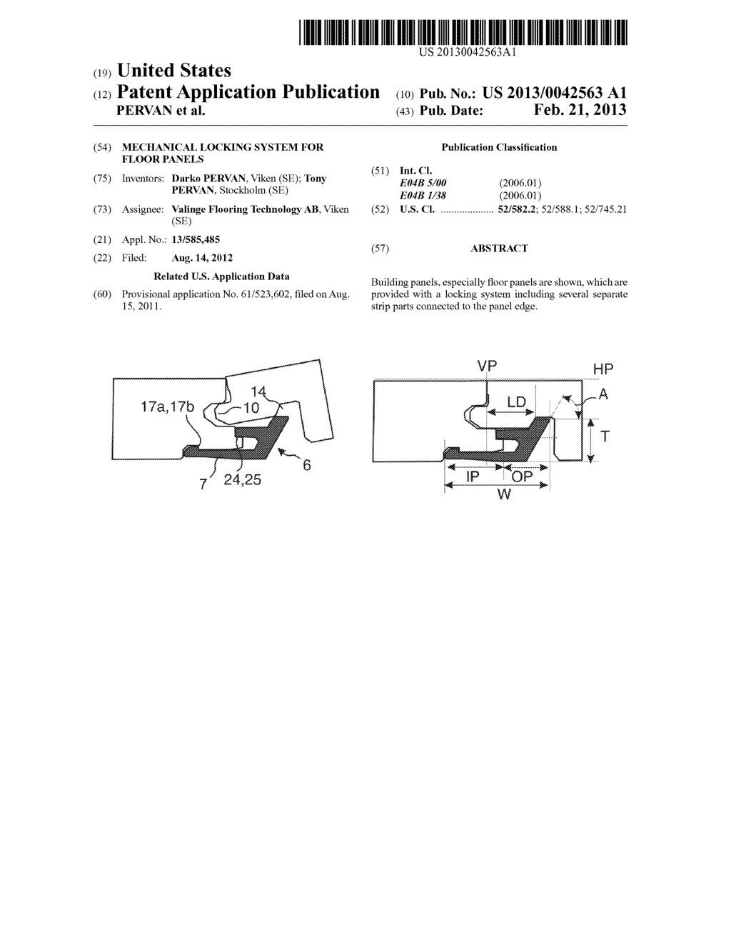 MECHANICAL LOCKING SYSTEM FOR FLOOR PANELS - diagram, schematic, and image 01