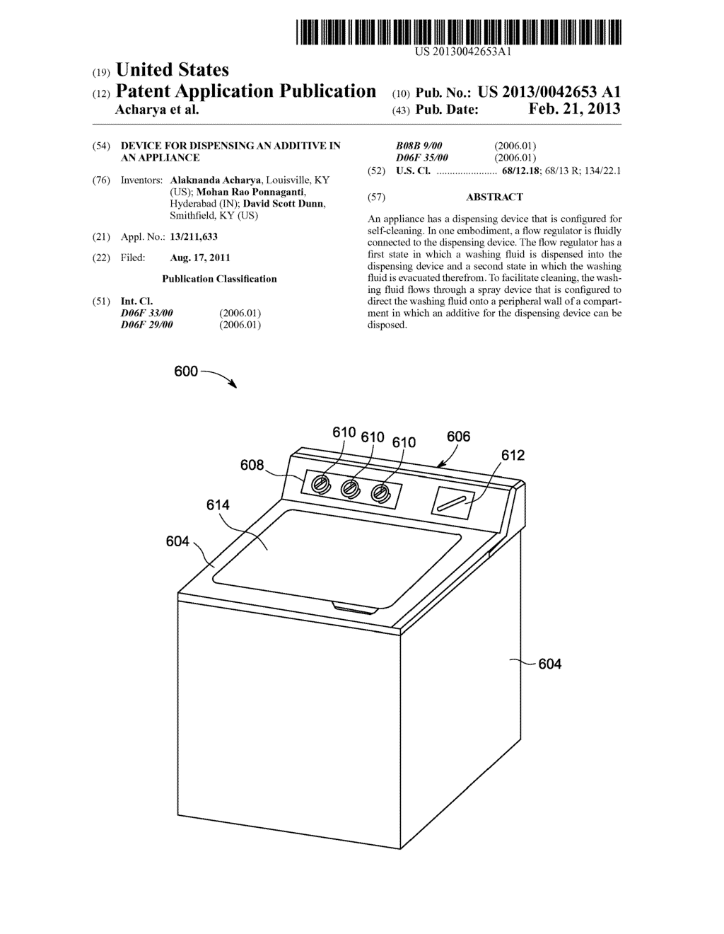 DEVICE FOR DISPENSING AN ADDITIVE IN AN APPLIANCE - diagram, schematic, and image 01