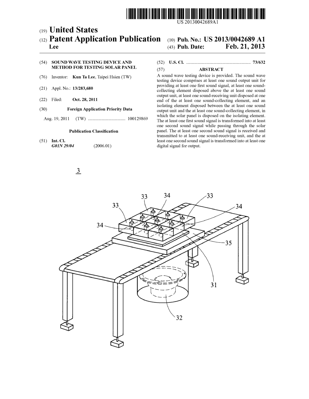 Sound Wave Testing Device and Method for Testing Solar Panel - diagram, schematic, and image 01