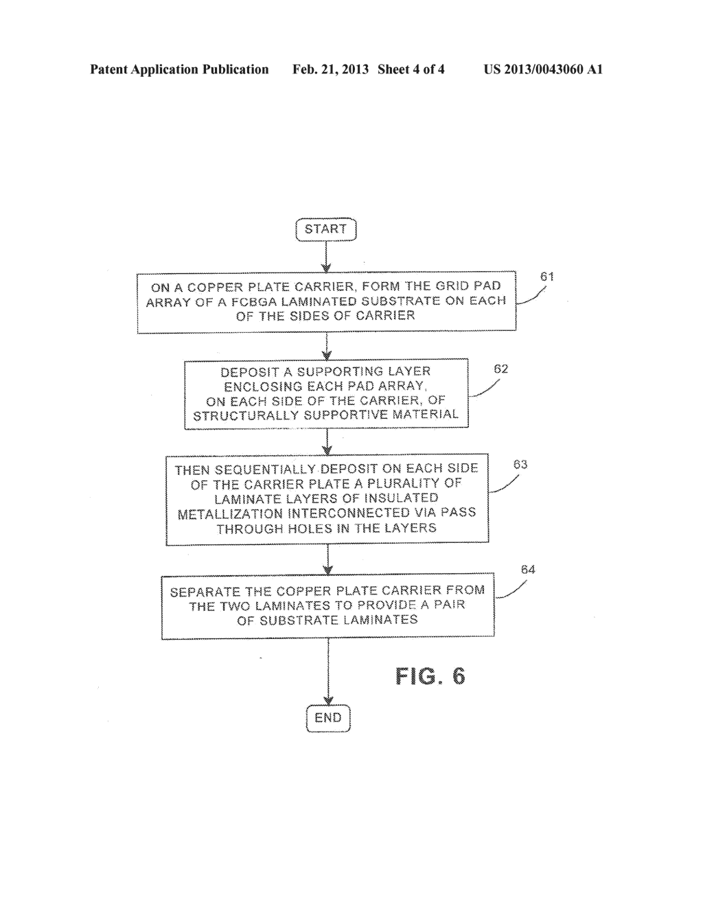 METHOD FOR FORMING CORELESS FLIP CHIP BALL GRID ARRAY (FCBGA) SUBSTRATES     AND SUCH SUBSTRATES FORMED BY THE METHOD - diagram, schematic, and image 05