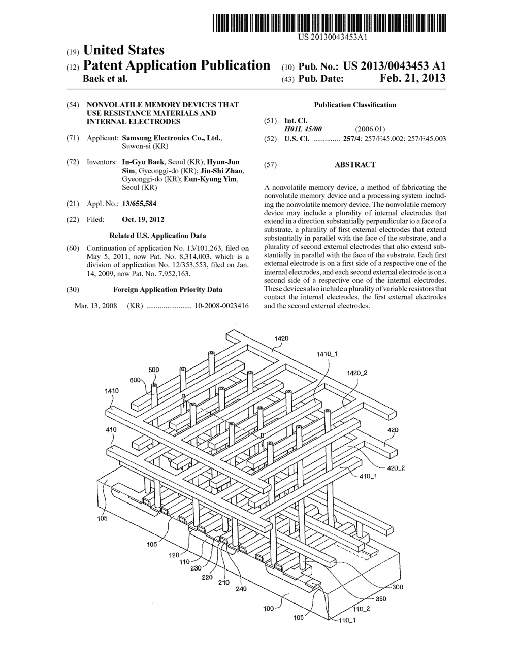 Nonvolatile Memory Devices that Use Resistance Materials and Internal     Electrodes - diagram, schematic, and image 01