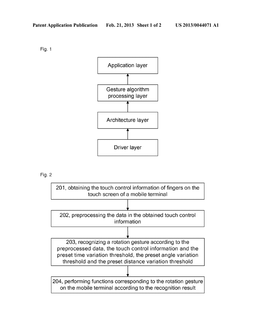 Method and mobile terminal for automatically recognizing a rotation     gesture - diagram, schematic, and image 02