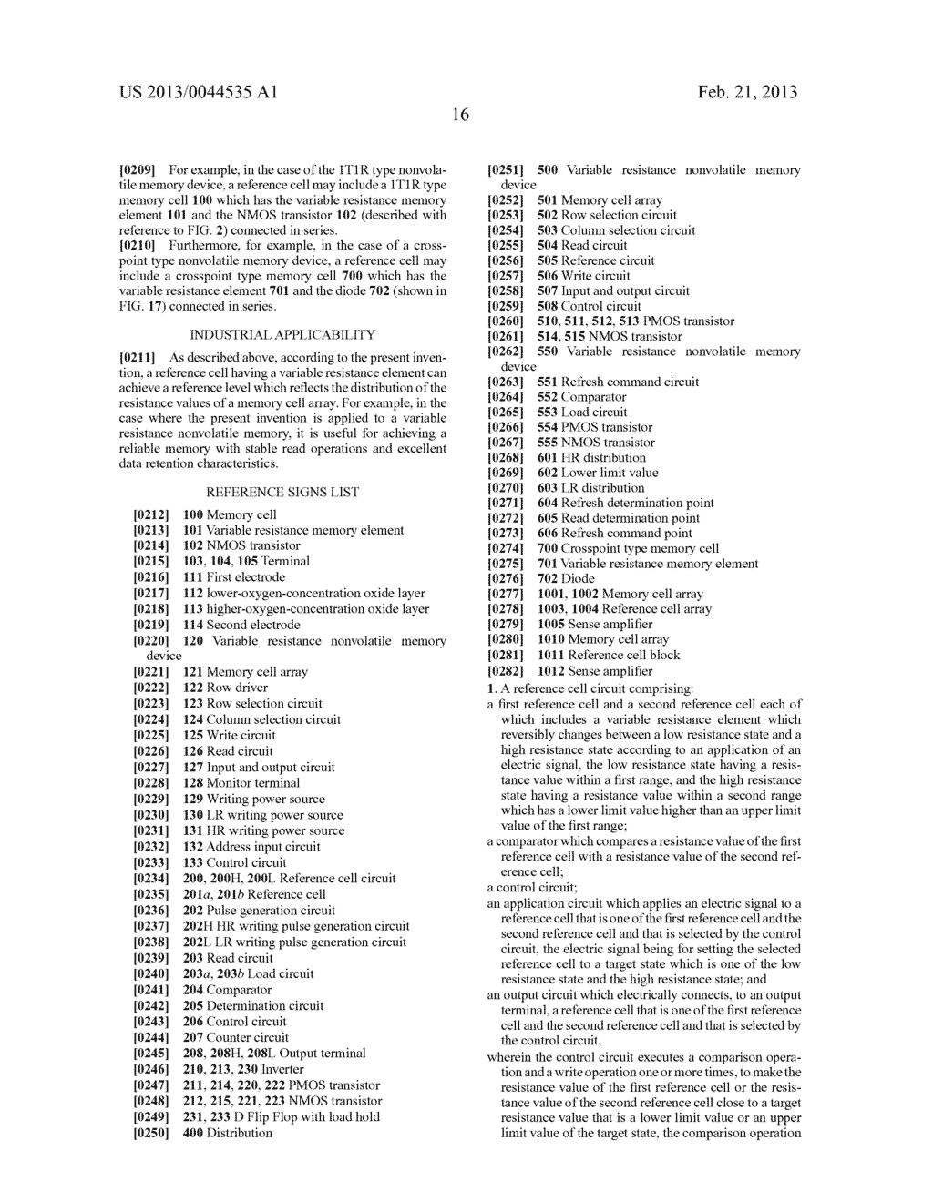 REFERENCE CELL CIRCUIT AND VARIABLE RESISTANCE NONVOLATILE MEMORY DEVICE     INCLUDING THE SAME - diagram, schematic, and image 35