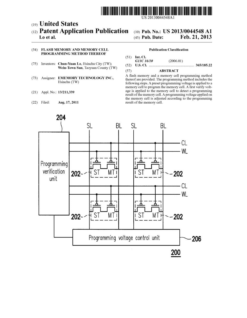 FLASH MEMORY AND MEMORY CELL PROGRAMMING METHOD THEREOF - diagram, schematic, and image 01