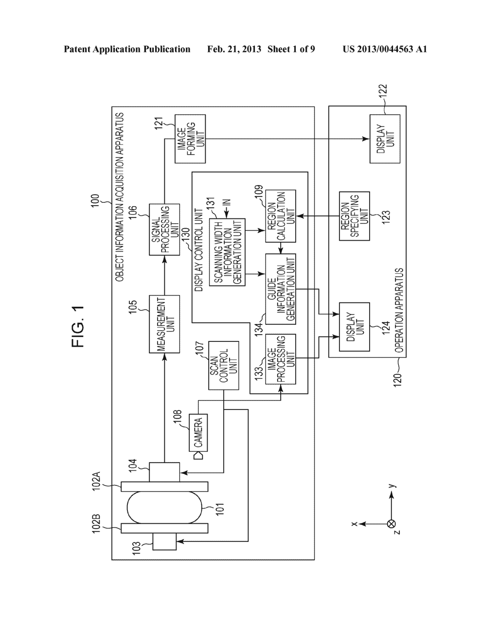 OBJECT INFORMATION ACQUISITION APPARATUS, OBJECT INFORMATION ACQUISITION     SYSTEM, DISPLAY CONTROL METHOD, DISPLAY METHOD, AND PROGRAM - diagram, schematic, and image 02