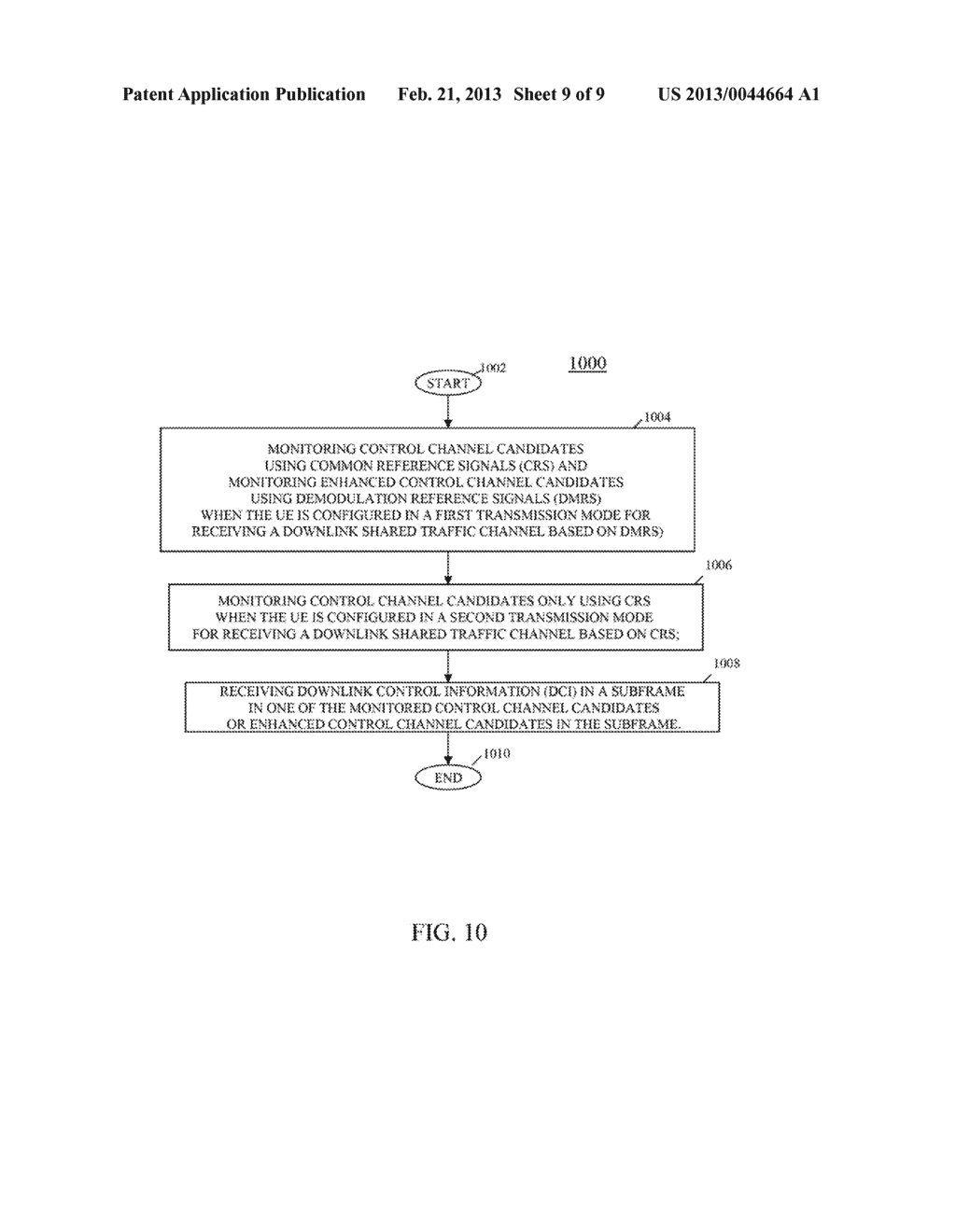 METHOD AND APPARATUS FOR CONTROL CHANNEL TRANSMISSION AND RECEPTION - diagram, schematic, and image 10