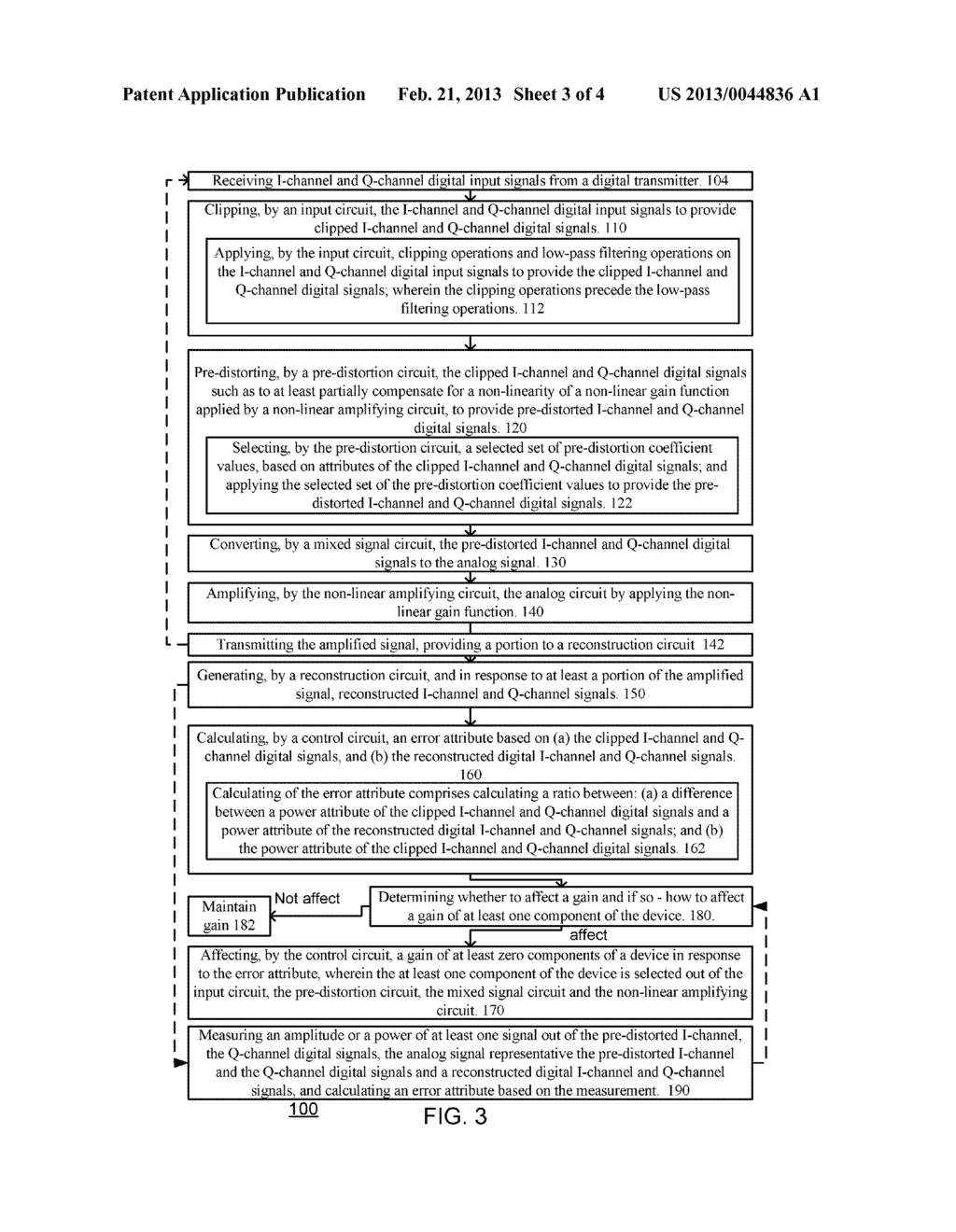 DEVICE AND METHOD FOR PRE-DISTORTING AND AMPLIFYING A SIGNAL BASED ON AN     ERROR ATTRIBUTE - diagram, schematic, and image 04