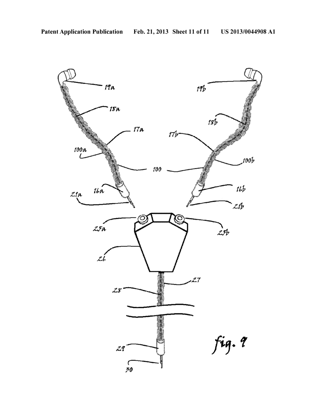 Apparel with built-in headphone extension wire device - diagram, schematic, and image 12