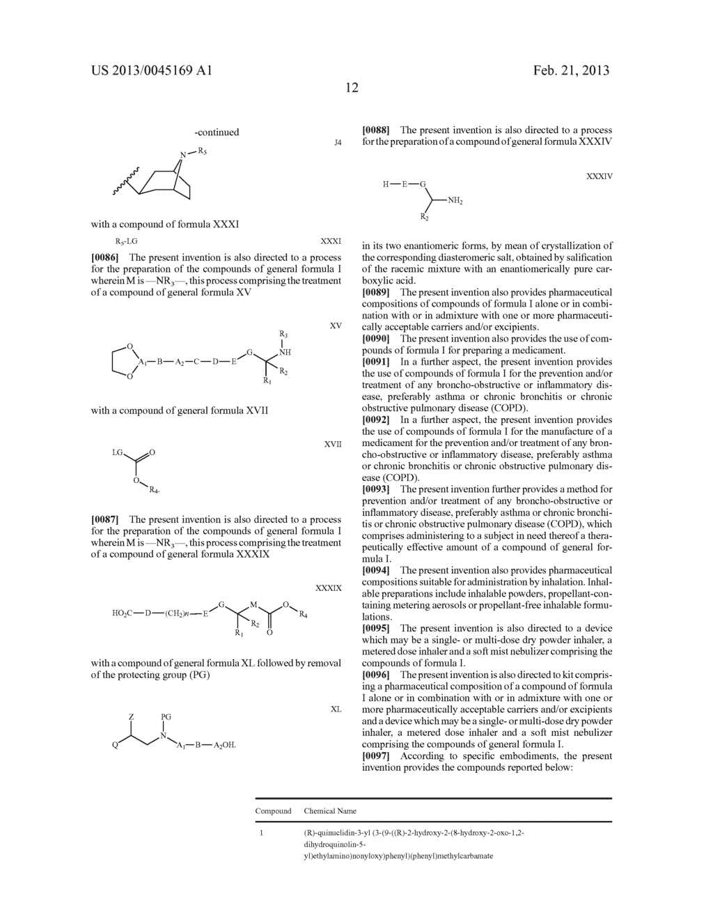 COMPOUNDS HAVING MUSCARINIC RECEPTOR ANTAGONIST AND BETA2 ADRENERGIC     RECEPTOR AGONIST ACTIVITY - diagram, schematic, and image 13