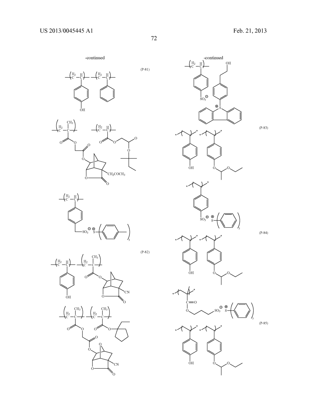 ACTINIC-RAY- OR RADIATION-SENSITIVE RESIN COMPOSITION, ACTINIC-RAY- OR     RADIATION-SENSITIVE RESIN FILM THEREFROM AND METHOD OF FORMING PATTERN     USING THE COMPOSITION - diagram, schematic, and image 73