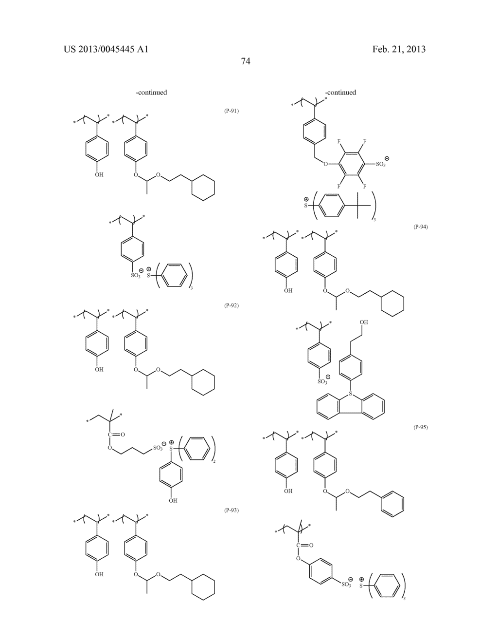 ACTINIC-RAY- OR RADIATION-SENSITIVE RESIN COMPOSITION, ACTINIC-RAY- OR     RADIATION-SENSITIVE RESIN FILM THEREFROM AND METHOD OF FORMING PATTERN     USING THE COMPOSITION - diagram, schematic, and image 75