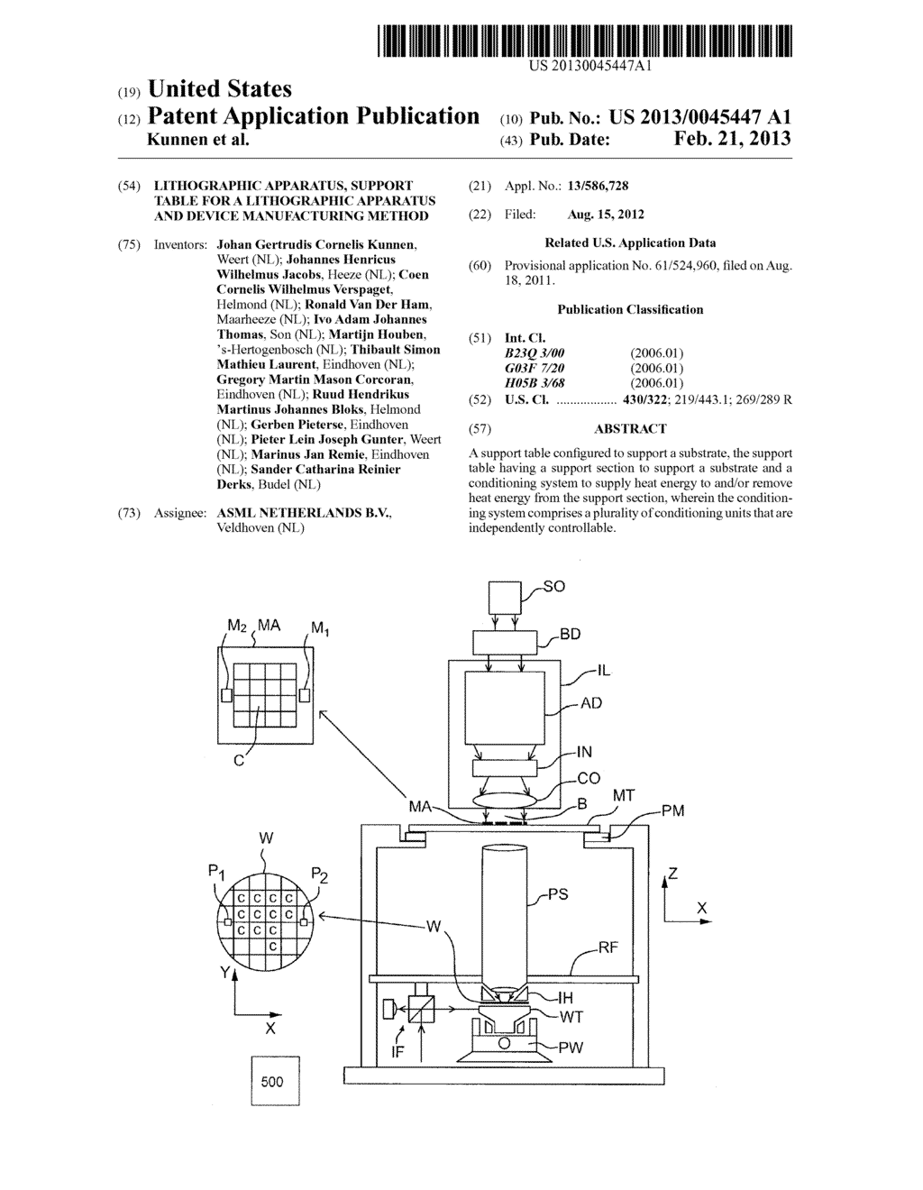 LITHOGRAPHIC APPARATUS, SUPPORT TABLE FOR A LITHOGRAPHIC APPARATUS AND     DEVICE MANUFACTURING METHOD - diagram, schematic, and image 01