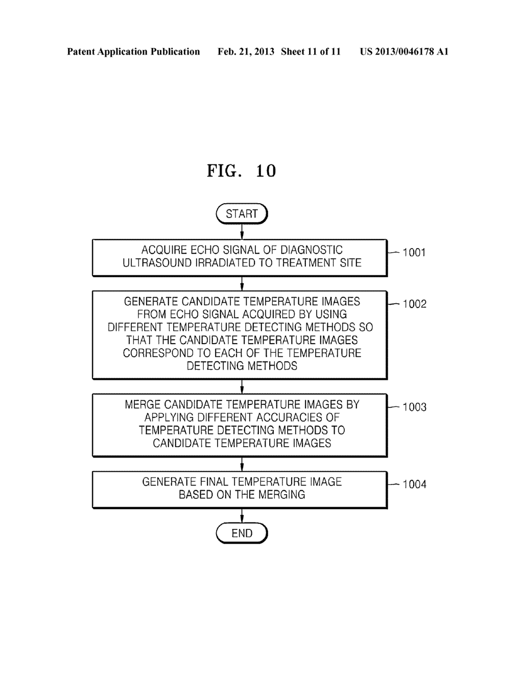 METHOD AND DEVICE FOR MONITORING TEMPERATURE OF TREATMENT SITE BY USING     ULTRASOUND, AND SYSTEM FOR TREATMENT AND DIAGNOSIS USING ULTRASOUND - diagram, schematic, and image 12