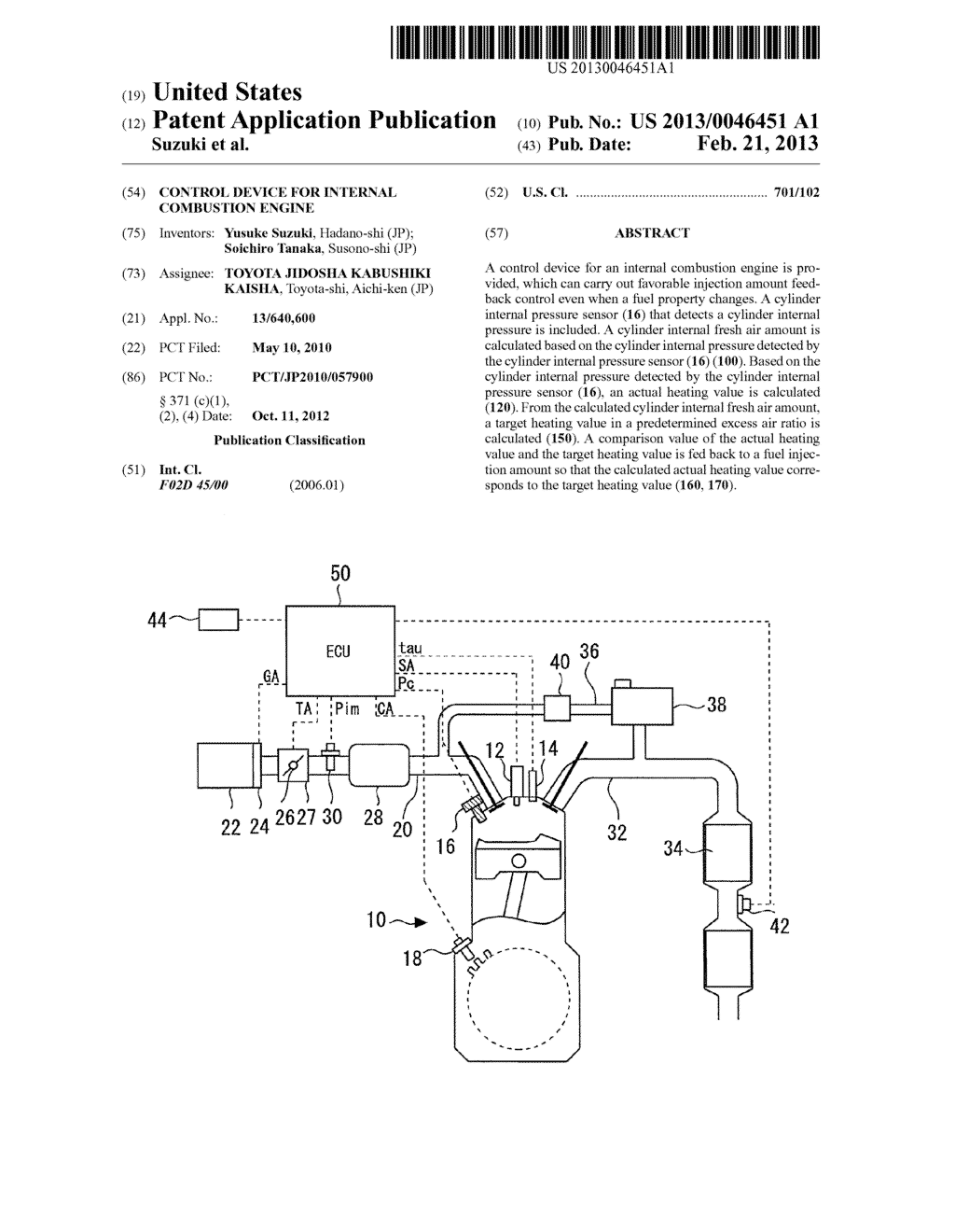 CONTROL DEVICE FOR INTERNAL COMBUSTION ENGINE - diagram, schematic, and image 01