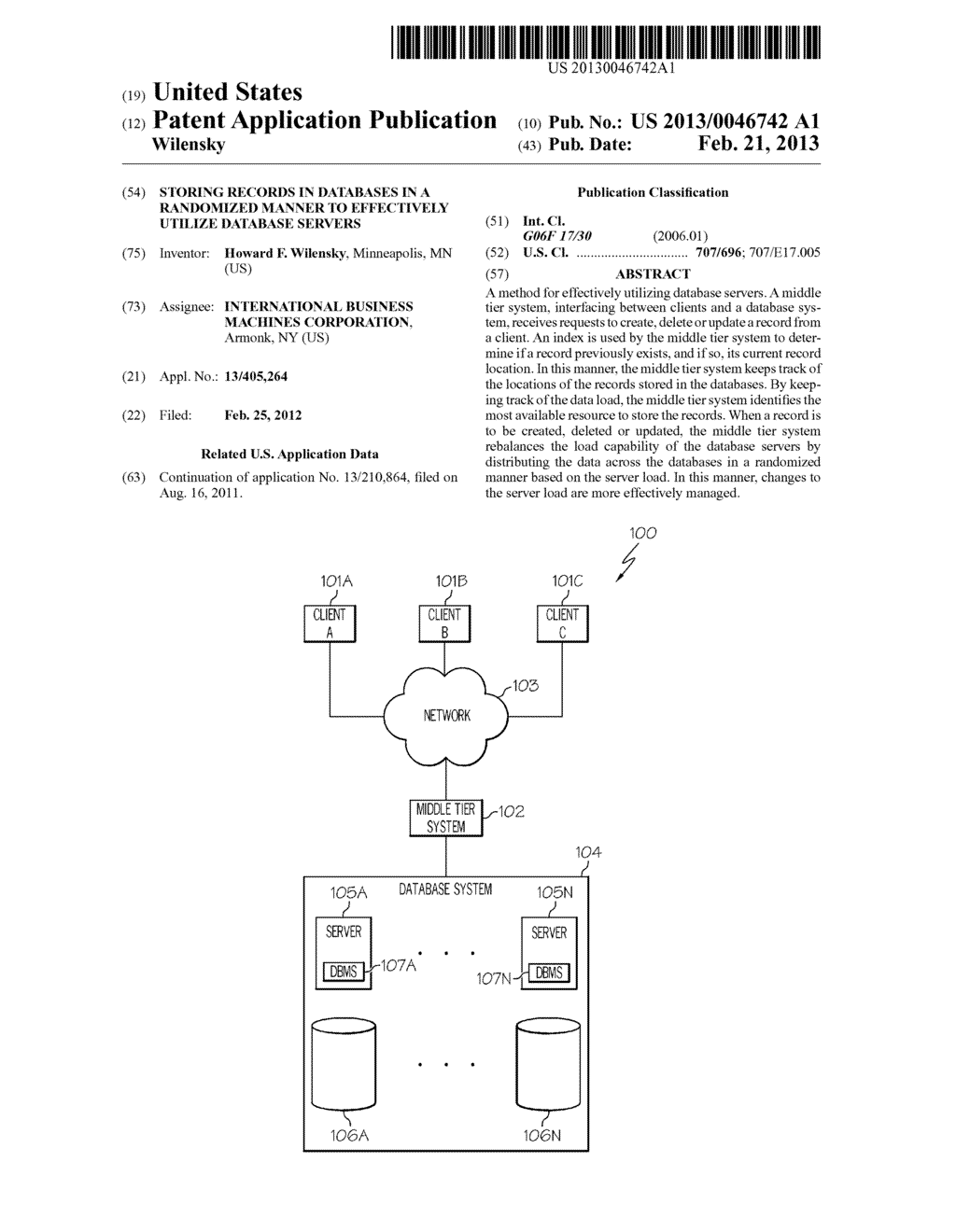 STORING RECORDS IN DATABASES IN A RANDOMIZED MANNER TO EFFECTIVELY UTILIZE     DATABASE SERVERS - diagram, schematic, and image 01