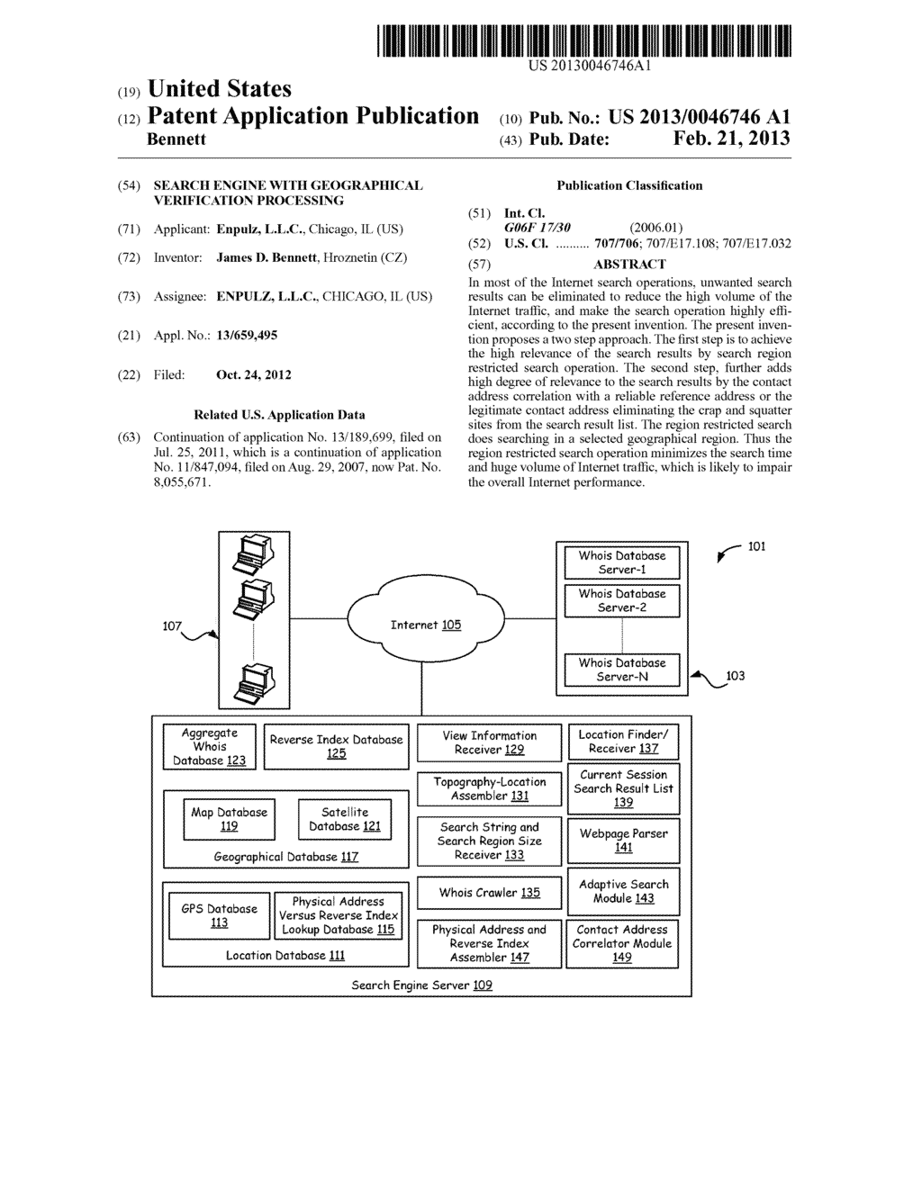 SEARCH ENGINE WITH GEOGRAPHICAL VERIFICATION PROCESSING - diagram, schematic, and image 01