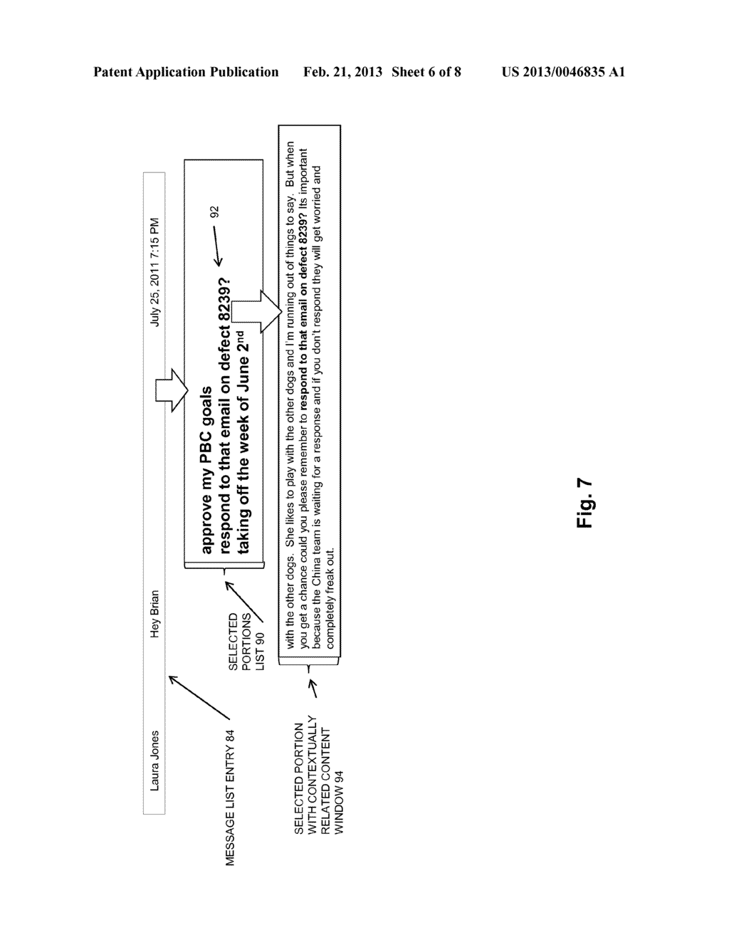 GENERATING AND/OR PROVIDING ACCESS TO A MESSAGE BASED ON PORTIONS OF THE     MESSAGE INDICATED BY A SENDING USER - diagram, schematic, and image 07