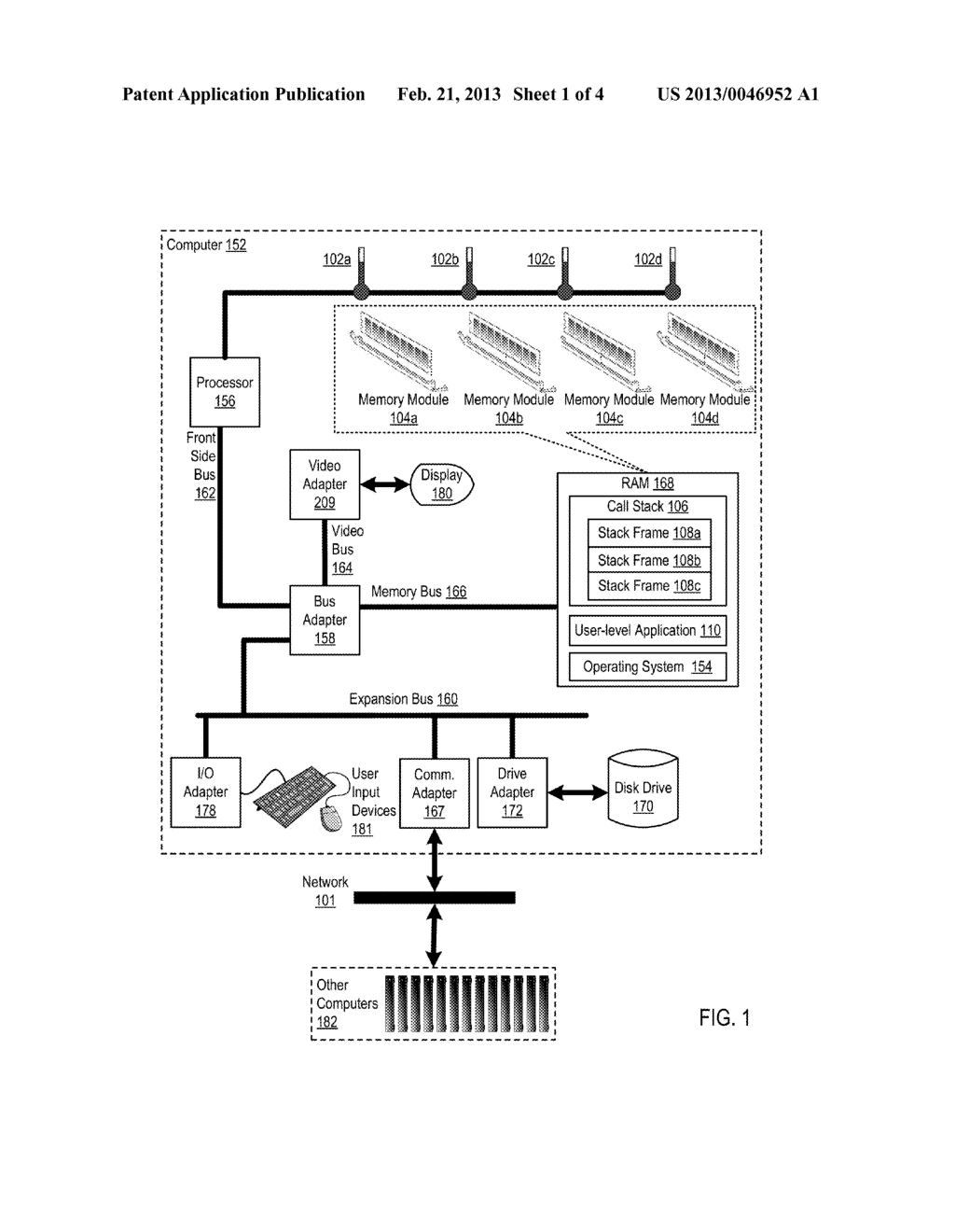 Administering Thermal Distribution Among Memory Modules With Call Stack     Frame Size Management - diagram, schematic, and image 02