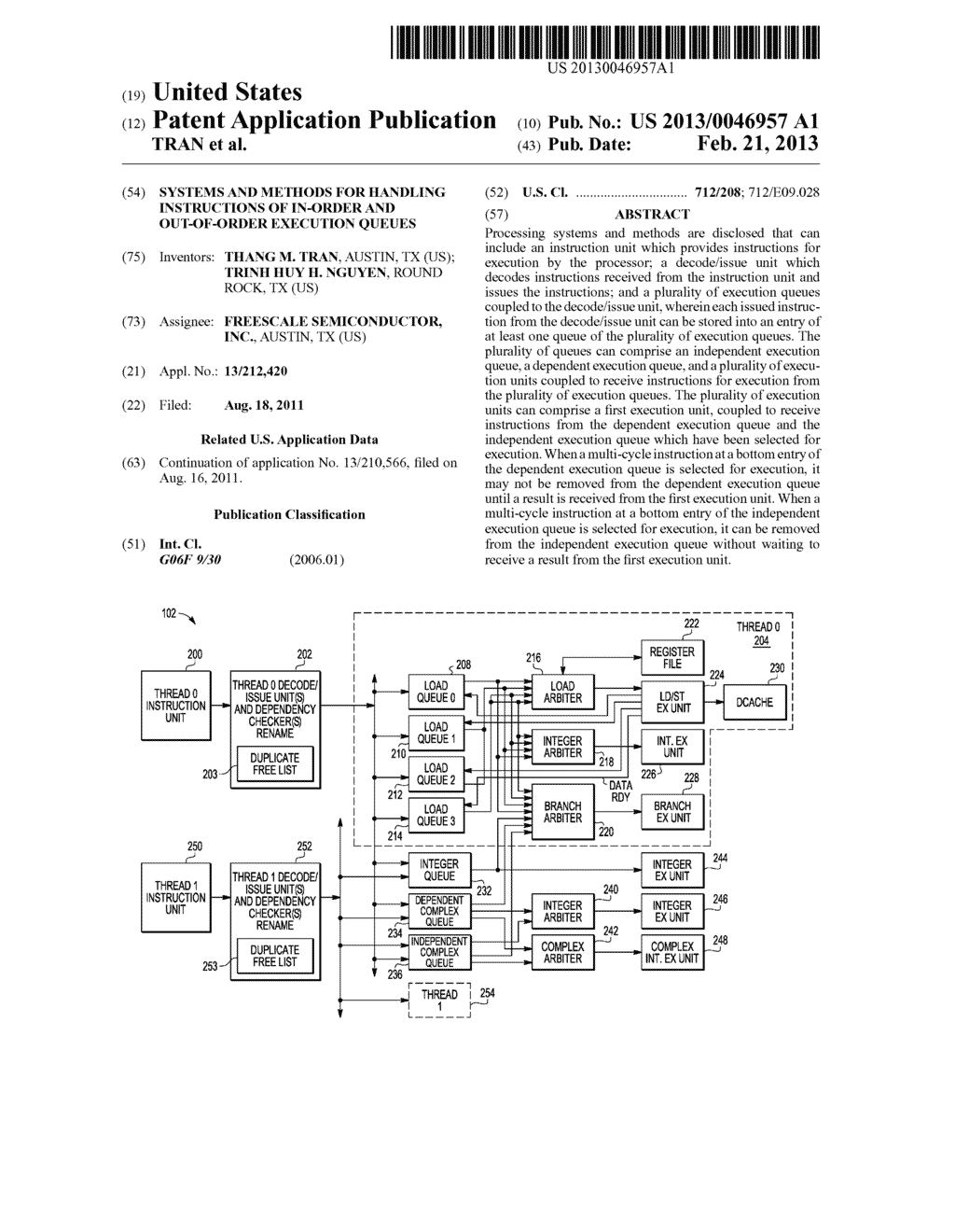 SYSTEMS AND METHODS FOR HANDLING INSTRUCTIONS OF IN-ORDER AND OUT-OF-ORDER     EXECUTION QUEUES - diagram, schematic, and image 01