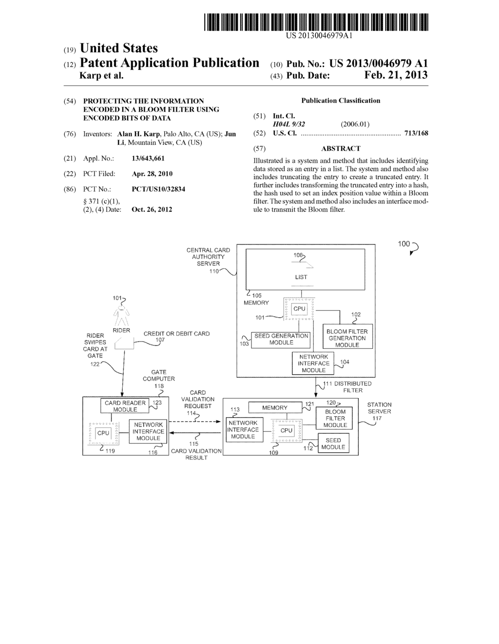 PROTECTING THE INFORMATION ENCODED IN A BLOOM FILTER USING ENCODED BITS OF     DATA - diagram, schematic, and image 01