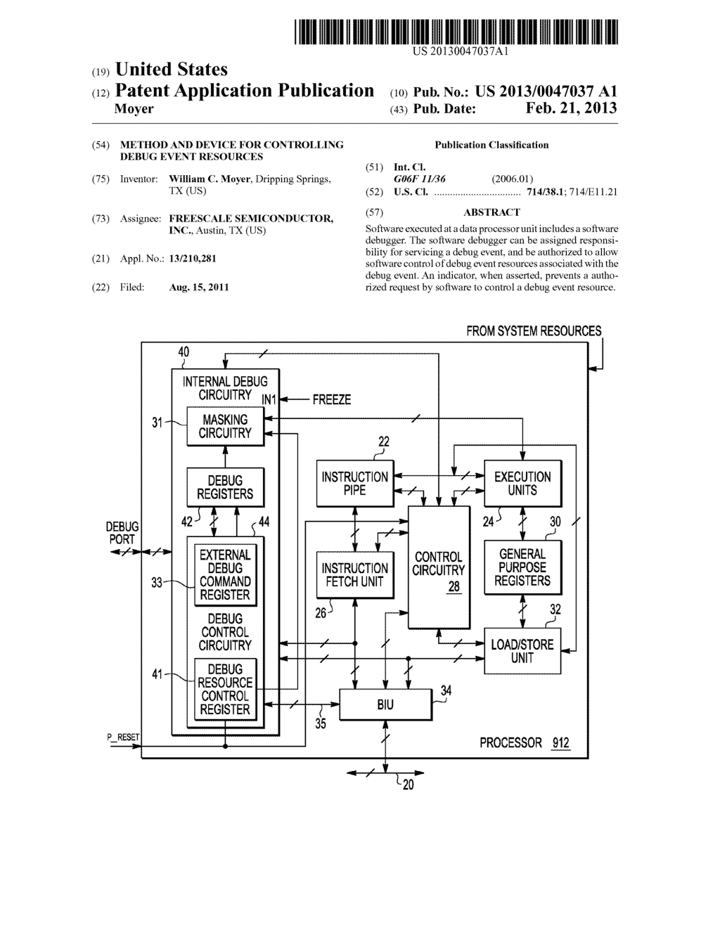 METHOD AND DEVICE FOR CONTROLLING DEBUG EVENT RESOURCES - diagram, schematic, and image 01