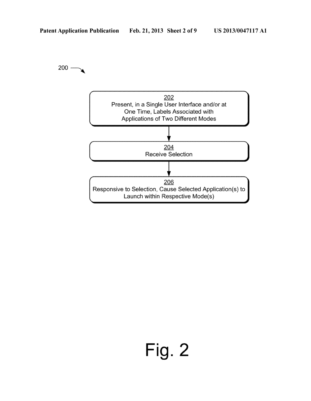 APPLICATION-LAUNCHING INTERFACE FOR MULTIPLE MODES - diagram, schematic, and image 03