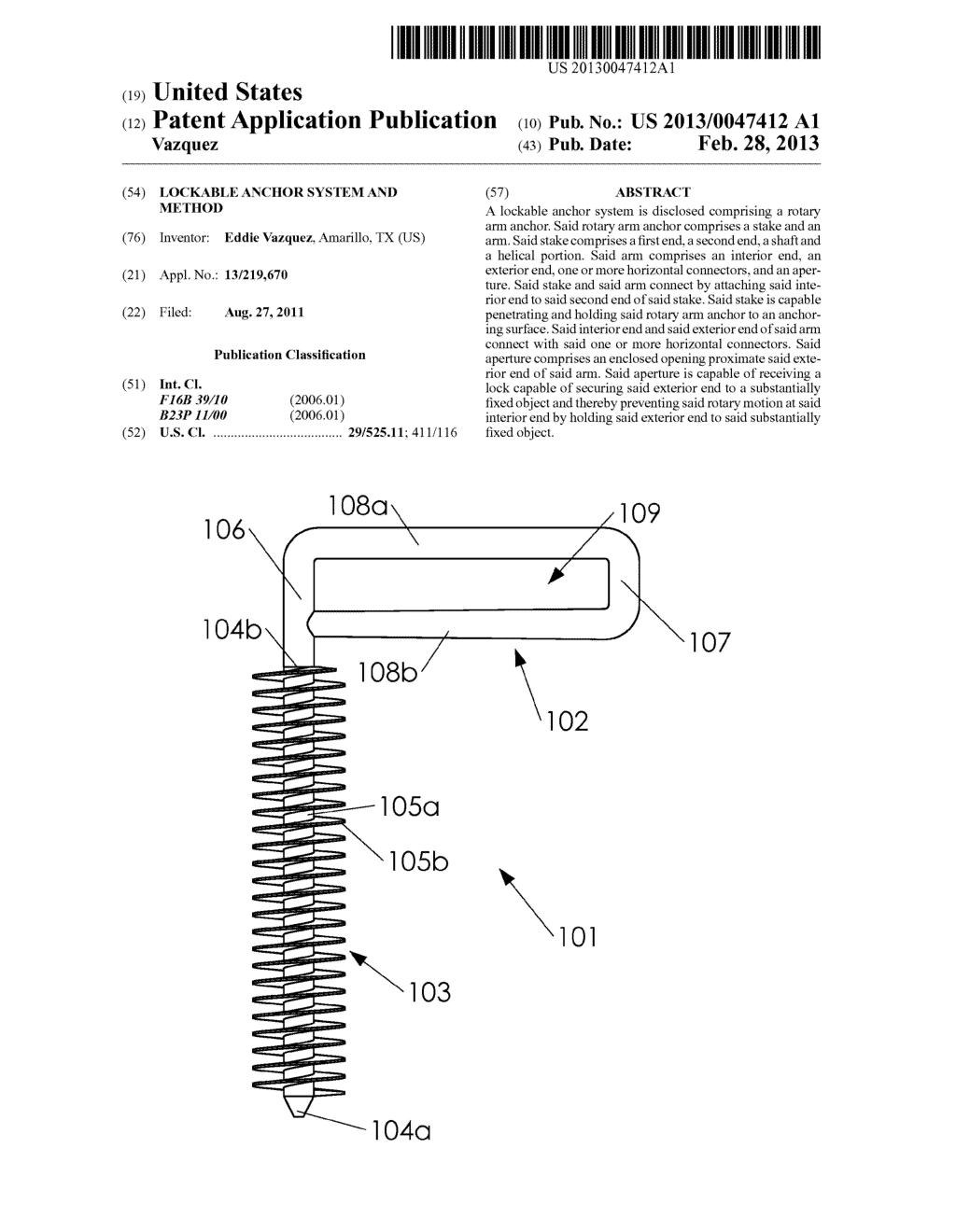 Lockable Anchor System and Method - diagram, schematic, and image 01