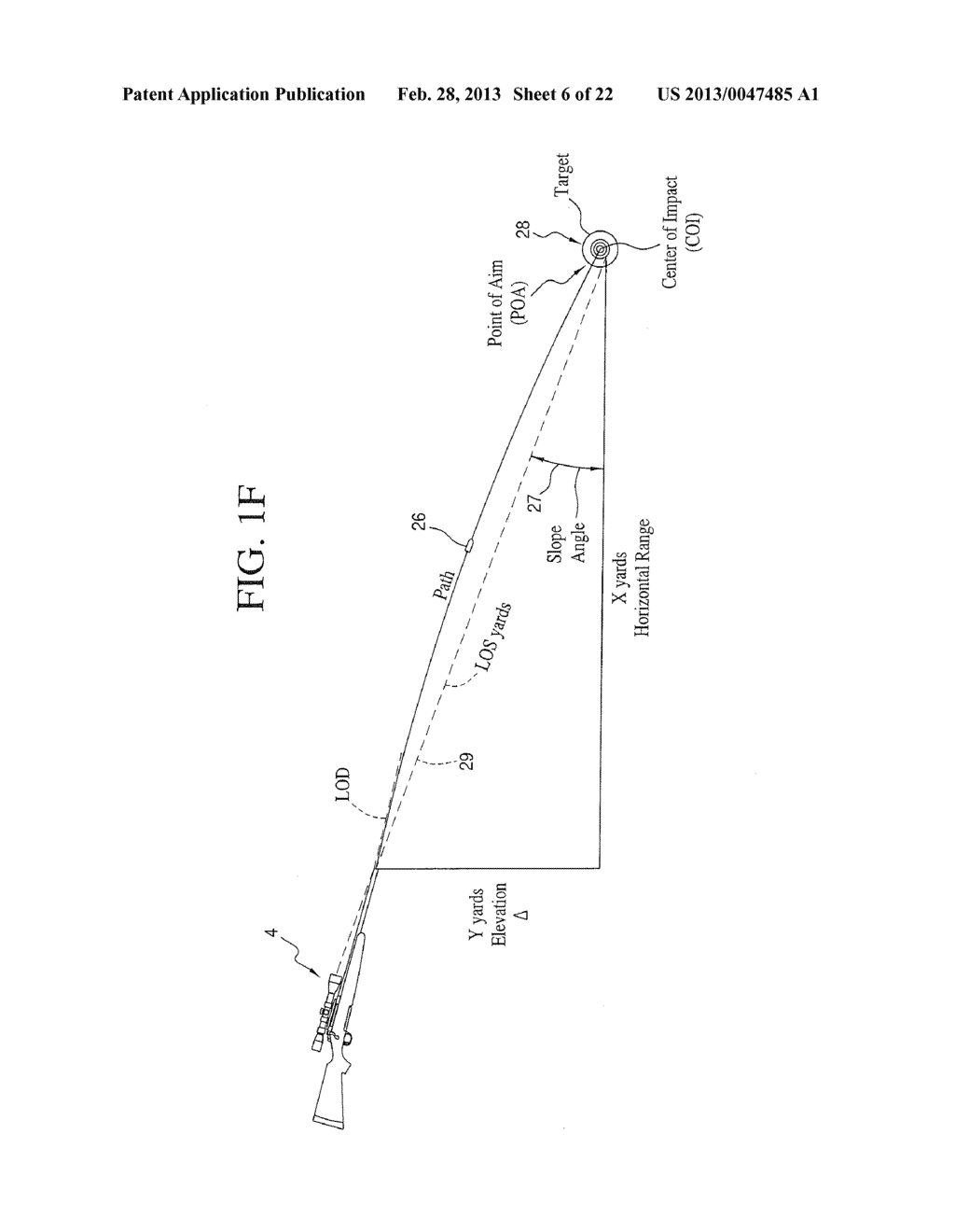 DYNAMIC TARGETING SYSTEM WITH PROJECTILE-SPECIFIC AIMING INDICIA IN A     RETICLE AND METHOD FOR ESTIMATING BALLISTIC EFFECTS OF CHANGING     ENVIRONMENT AND AMMUNITION - diagram, schematic, and image 07