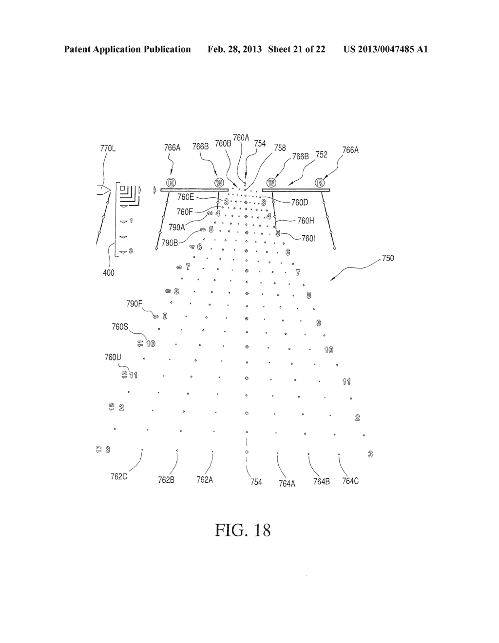 DYNAMIC TARGETING SYSTEM WITH PROJECTILE-SPECIFIC AIMING INDICIA IN A     RETICLE AND METHOD FOR ESTIMATING BALLISTIC EFFECTS OF CHANGING     ENVIRONMENT AND AMMUNITION - diagram, schematic, and image 22