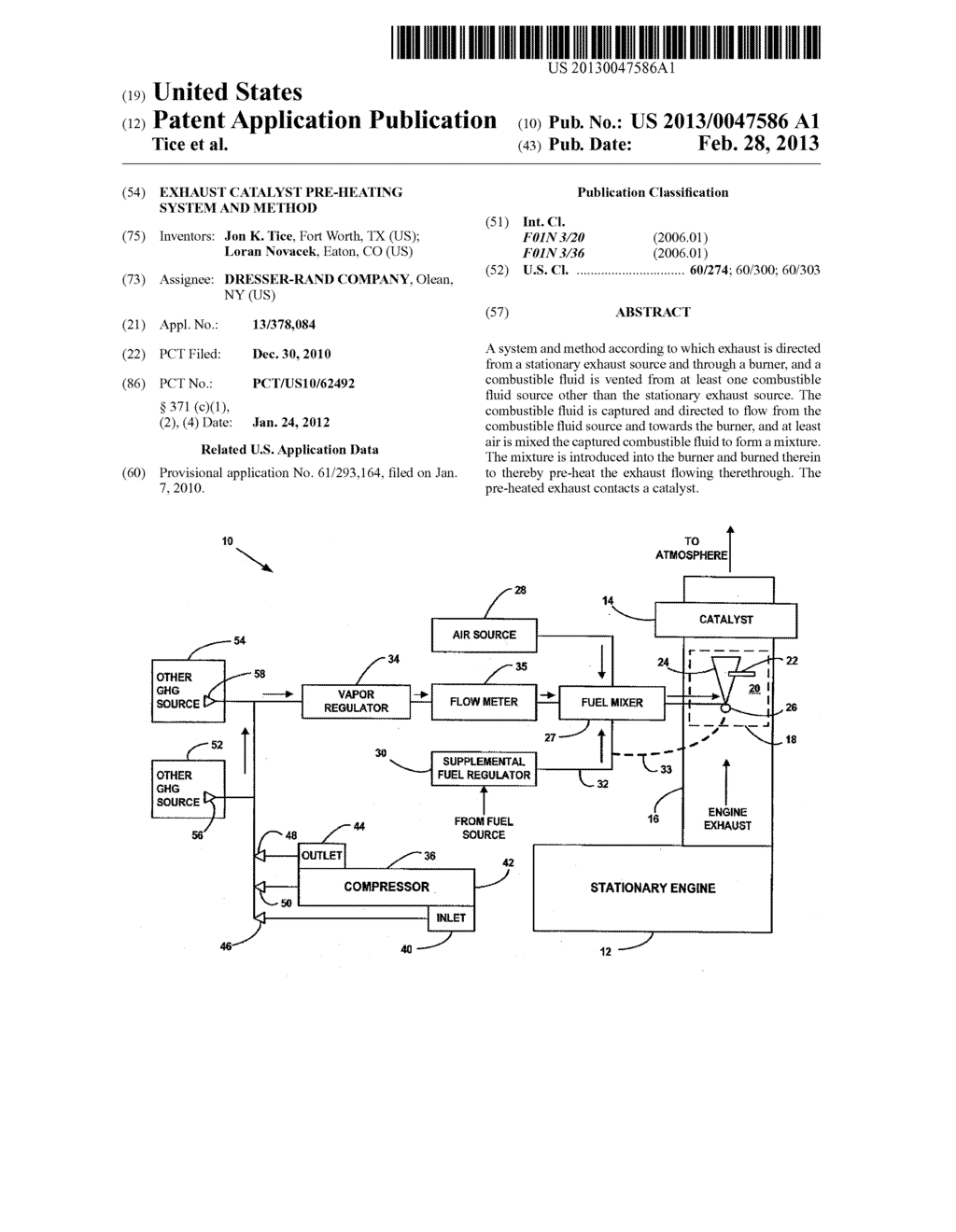 EXHAUST CATALYST PRE-HEATING SYSTEM AND METHOD - diagram, schematic, and image 01