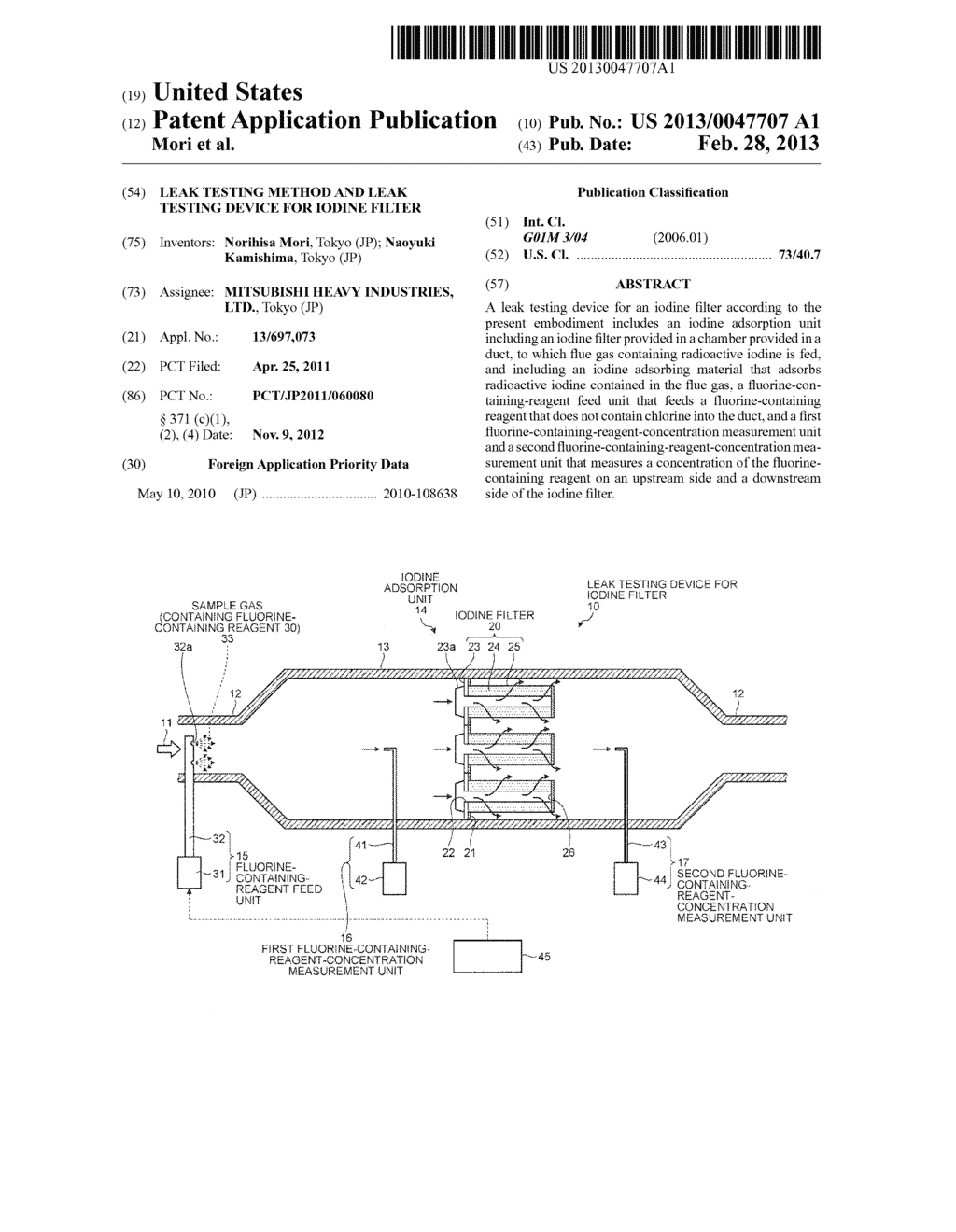 LEAK TESTING METHOD AND LEAK TESTING DEVICE FOR IODINE FILTER - diagram, schematic, and image 01