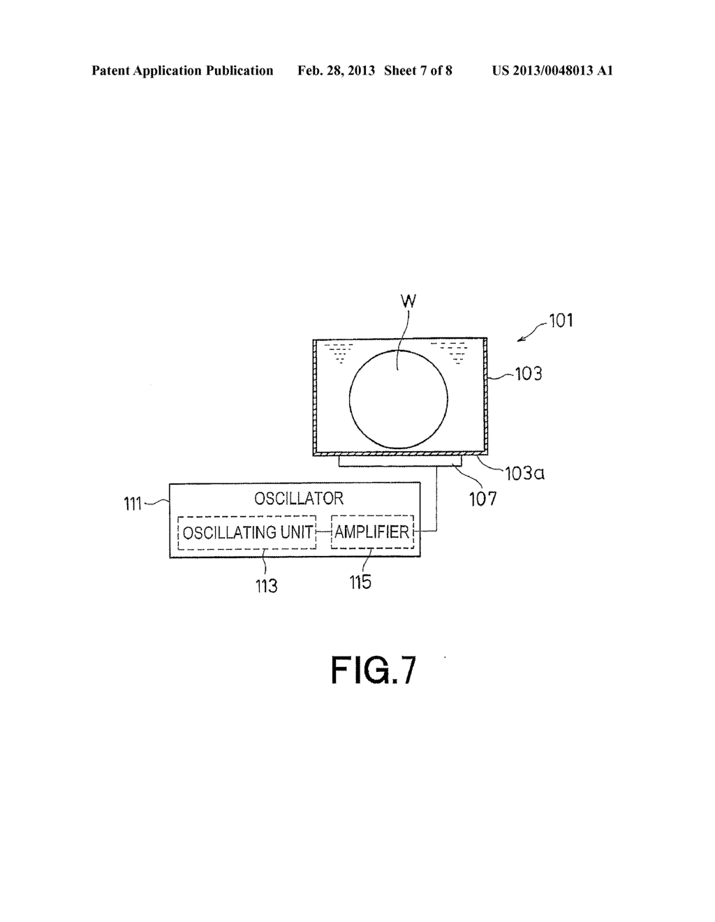 ULTRASONIC CLEANING METHOD FOR GENERATING ULTRASONIC VIBRATIONS BY A     FREQUENCY MODULATED SIGNAL - diagram, schematic, and image 08