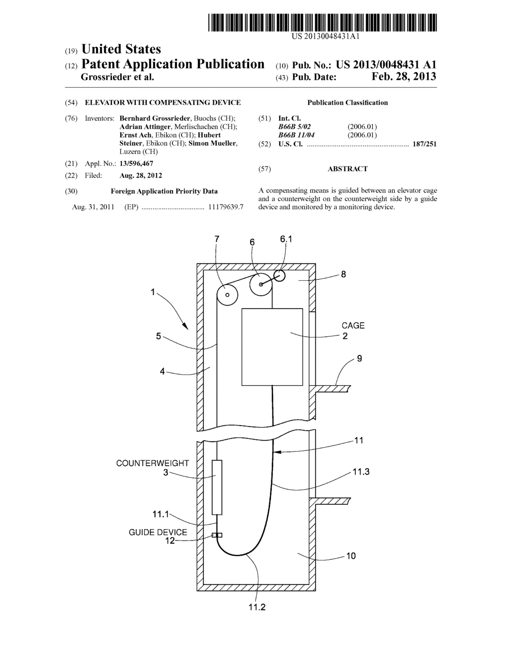 ELEVATOR WITH COMPENSATING DEVICE - diagram, schematic, and image 01